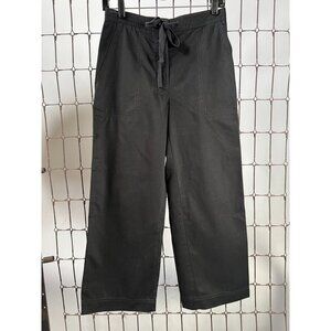 Jones New York Sport Womens Black Cotton Wide-Leg Pants With Drawstring Size 4